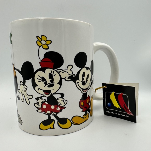Disney Mickey Mouse Ceramic Coffee Mug 11 oz Capacity White NWT Cartoon Monogram - Picture 1 of 9